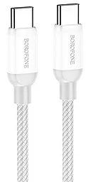 Кабель Borofone BX68 USB Type-C - Type-C 100w 5a 1м PD cable Silver - фото Кабель Borofone BX68 USB Type-C - Type-C 100w 5a 1м PD cable Silver