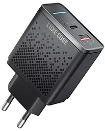 Мережевий зарядний пристрій з швидкою зарядкою Luxe Cube 36w QC3.0+PD USB-A/USB-C ports Black