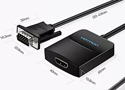 Видео переходник (адаптер) Vention VGA-HDMI M-F 0.2м + Power + Audio 3.5мм Black (ACNBB) - миниатюра 3