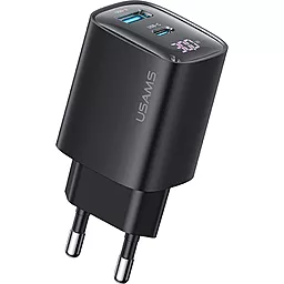 Мережевий зарядний пристрій Usams CC229 30w GaN PD/QC USB-C/USB-A ports charegr black (CC229TC01) - фото Мережевий зарядний пристрій Usams CC229 30w GaN PD/QC USB-C/USB-A ports charegr black (CC229TC01)