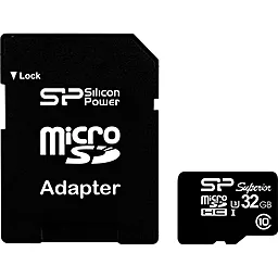 Карта пам'яті Silicon Power microSDHC 32GB Superior Class 10 UHS-I U3 + SD-адаптер (SP032GBSTHDU3V10SP)