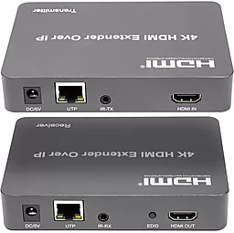 Подовжувач по крученій парі PowerPlant для HDMI сигналу HDMI 4K 30 Гц до 150м через CAT5E/6 Black (HDES150-KVM) (CA912957) - мініатюра 2