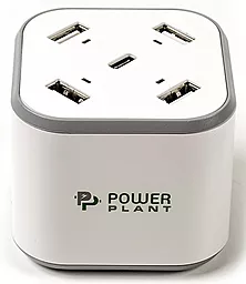 Сетевое зарядное устройство PowerPlant 4xUSB + Type-C 5V 8.4A White