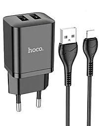 Мережевий зарядний пристрій Hoco N25 Maker 2хUSB 2.1A + Lightning Cable Black