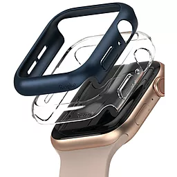 Защитная накладка для умных часов Набор Ringke Slim Case для Apple Watch 4/5/6/SE 44mm (RCA4910) Матово синяя + Прозрачная