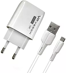Сетевое зарядное устройство Veron Home Charger AC62C 12W 2.4A 2xUSB-A + USB-C cable White