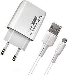 Мережевий зарядний пристрій Veron AC62C 2.4a 2xUSB-A home charger + USB-C cable white - фото Мережевий зарядний пристрій Veron AC62C 2.4a 2xUSB-A home charger + USB-C cable white