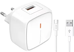 Сетевое зарядное устройство Jellico C4 18w QC3.0 home charger + micro USB cable white - фото Сетевое зарядное устройство Jellico C4 18w QC3.0 home charger + micro USB cable white