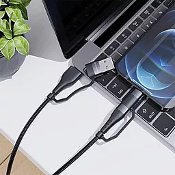 Кабель USB PD Borofone Multi-Energy 60w 20a 4-in-1 USB-A+C to Lightning/Type-C cable black - миниатюра 9