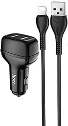 Автомобильное зарядное устройство Hoco Z36 2.4a 2xUSB-A ports car charger + Lightning cable black