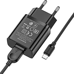 Сетевое зарядное устройство Borofone BA52A Gamble 2.1a home charger + micro USB cable black - миниатюра 3