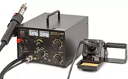 Паяльная станция компрессорная, двухканальная, комбинированная термовоздушная, с ЛБП, с мультиметром AOYUE 909 (Фен, паяльник, мультиметр, 900M, 250Вт)