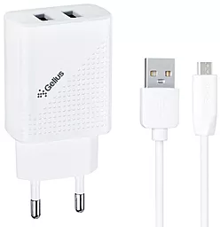 Мережевий зарядний пристрій Gelius Pro Vogue GP-HC011 2USB 2.4A + MicroUSB Cable White