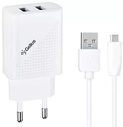 Сетевое зарядное устройство Gelius GP-HC011 Pro Vogue 2.4a 2xUSB-A ports charger + micro USB cable white - фото Сетевое зарядное устройство Gelius GP-HC011 Pro Vogue 2.4a 2xUSB-A ports charger + micro USB cable white