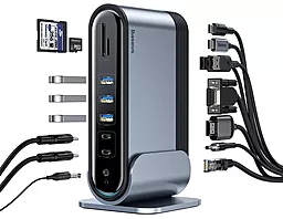 Мультипортовый USB Type-C хаб Baseus Station Three-Screen Multifunctional USB-C -> Adapter (CAHUB-BG0G)