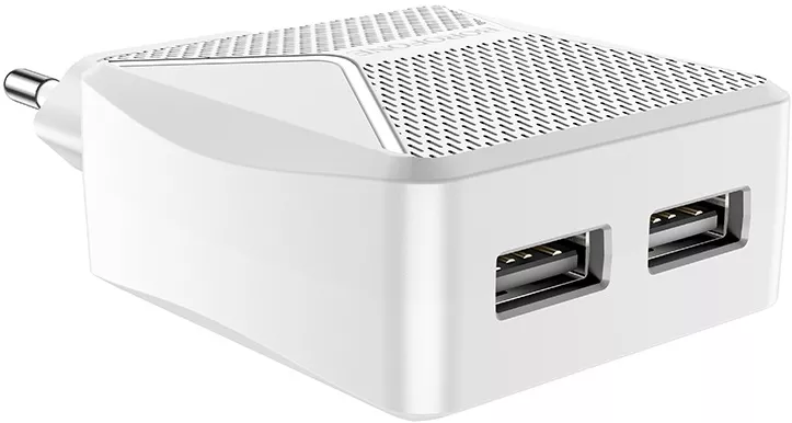 Мережевий зарядний пристрій Borofone BA45A Max Power 2.4a 2xUSB-A ports charger + micro USB cable white - фото 7