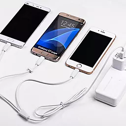 Універсальний кабель Hoco X1 Rapid 3-in-1 USB-A to Type-C/Lightning/micro USB 12w 2.4a 1м сable White - мініатюра 4 Універсальний кабель Hoco X1 Rapid 3-in-1 USB-A to Type-C/Lightning/micro USB 12w 2.4a 1м сable White - мініатюра 4