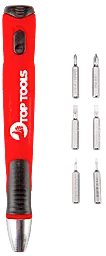 Отвёртка с набором бит TOP TOOLS с держателем (39D197) - фото Отвёртка с набором бит TOP TOOLS с держателем (39D197)