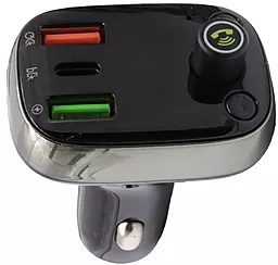 Автомобільний зарядний пристрій з FM трансмітером Charome C2 30w PD/QС4.0 2USB-A/USB-C ports car charger black