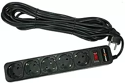 Сетевой фильтр (удлинитель) Logicpower LP-X5 10m, 5 розеток, 10А, с выключателем чёрный (2750) - фото Сетевой фильтр (удлинитель) Logicpower LP-X5 10m, 5 розеток, 10А, с выключателем чёрный (2750)