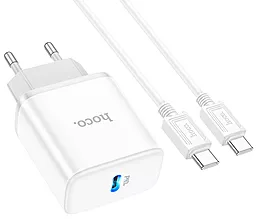 Сетевое зарядное устройство Hoco C104A 20w PD USB-C fast charger + USB-C to USB-C cable white