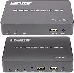 Удлиннитель по витой паре PowerPlant для HDMI сигнала HDMI 4K 30 Гц до 150м через CAT5E/6 Black (HDES150-KVM) (CA912957)