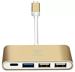 Мультипортовый USB Type-C хаб Baseus Sharp USB-C+3HUB Luxury Gold (CATYPEC2-3H0V)