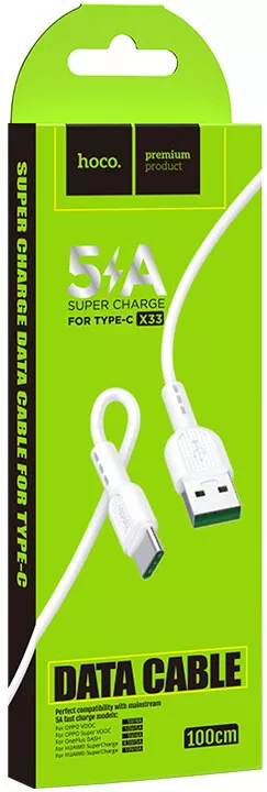 Кабель Hoco X33 Surge USB-A - Type-C 25w 5a 1м cable White - фото 7