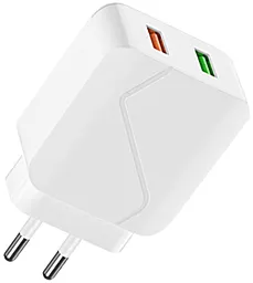 Мережевий зарядний пристрій WUW C134 15w QC3.0 2xUSB-A ports charger white - фото Мережевий зарядний пристрій WUW C134 15w QC3.0 2xUSB-A ports charger white