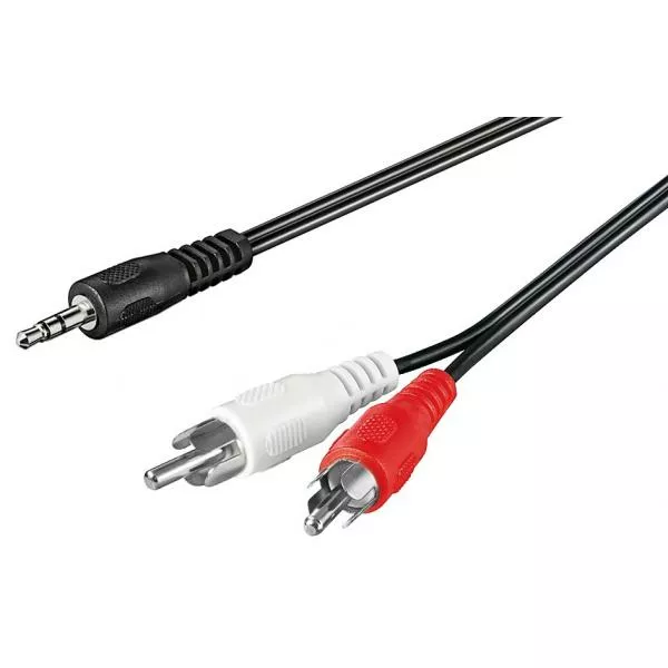 Аудио кабель Digitus Aux mini Jack 3.5 mm - 2хRCA M/M Cable 2.5 м black (AK-510300-025-S) - фото 1