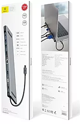 Мультипортовий Type-C хаб Baseus Enjoyment Series USB-C Notebook HUB Adapter (HDMI, VGA, USB 3.0, USB-C, LAN/RJ45) Silver - мініатюра 6