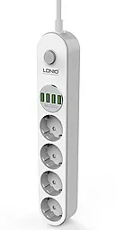 Мережевий фільтр (подовжувач) LDNio SE4432 4 розетки + 4 USB 3.4A з вимикачем білий - мініатюра 3