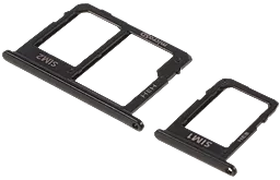 Держатель (лоток) Сим карты Samsung Galaxy J6 J600 / Galaxy J8 J810 и карты памяти Dual SIM, комплект 2 шт. Black