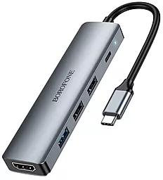 Мультипортовый USB Type-C хаб Borofone 5-in-1 gray