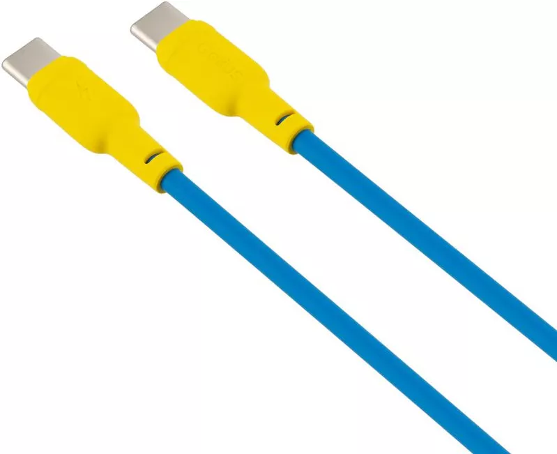 Кабель Gelius Full Silicon USB Type-C - Type-C 60w 3a 1м PD cable Yellow/Blue (GP-UCN001CC) - фото 2