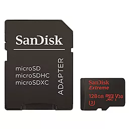 Карта пам'яті SanDisk microSDXC 128 GB Extreme UHS-I U3 V30 + SD-адаптер (SDSQXVF-128G-GN6AA) - фото Карта пам'яті SanDisk microSDXC 128 GB Extreme UHS-I U3 V30 + SD-адаптер (SDSQXVF-128G-GN6AA)