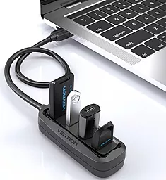 Концентратор (USB хаб) Vention USB Hub 4-Port 2.0 Black, 0.15 m (VAS-J43) - мініатюра 2