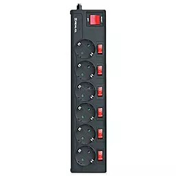 Сетевой фильтр (удлинитель) REAL-EL RS-6 EXTRA 3m, (EL122300002) чёрный - фото Сетевой фильтр (удлинитель) REAL-EL RS-6 EXTRA 3m, (EL122300002) чёрный