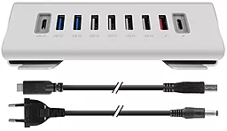 Мультипортовый USB Type-C хаб Macally USB-C -> 2xUSB-C(S&C)/2xUSB-A3.0/4xUSB-A2.0 Sync/1xUSB-A Chare Silver (UCTRIHUB9-EU) - миниатюра 7