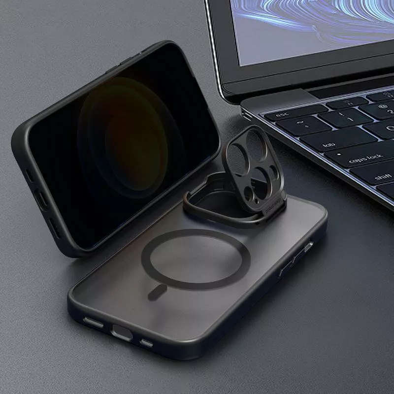 Чехол Rock Guard Foldable Bracket with Magsafe для Apple iPhone 15 Titanium Black - фото 4