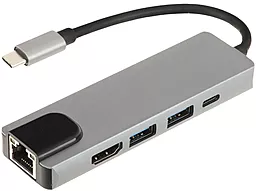 USB Type-C хаб (концентратор) BYL-2007 Metal 5in1 Grey