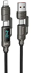 Кабель Hoco U152 Fortune 4-in-1 USB Type-C/USB-A - Type-C/Lightning 240w 5a 1.2m PD cable Black - фото Кабель Hoco U152 Fortune 4-in-1 USB Type-C/USB-A - Type-C/Lightning 240w 5a 1.2m PD cable Black