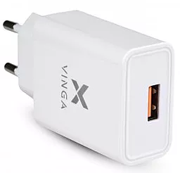 Мережевий зарядний пристрій з швидкою зарядкою Vinga 18w QC3.0 home charger white (VWCQAW)