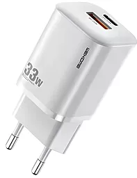 Сетевое зарядное устройство WK 33w PD USB-C/USB-A ports fast charger white (WP-U140)
