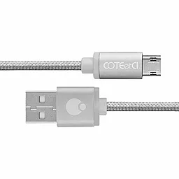 Кабель Coteetci M23 Nylon USB-A - micro USB 12w 2.4a 1м cable Silver (CS2131-1.2M-TS) - фото Кабель Coteetci M23 Nylon USB-A - micro USB 12w 2.4a 1м cable Silver (CS2131-1.2M-TS)