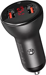 Автомобильное зарядное устройство с быстрой зарядкой Baseus Digital Display 45w QC3.0 2xUSB-A ports car charger grey (CCBX-B0G) - фото Автомобильное зарядное устройство с быстрой зарядкой Baseus Digital Display 45w QC3.0 2xUSB-A ports car charger grey (CCBX-B0G)