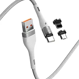Кабель USB Baseus Zinc Magnetic 3A 3-in-1 USB to Type-C/Lightning/micro USB cable white (CA1T3-A02) - миниатюра 3