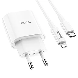 Сетевое зарядное устройство Hoco C94A Metro 20w PD USB-C fast charger + USB-C to Lightning cable white