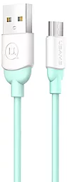 Кабель Usams Ice-Cream USB-A - micro USB 12w 2.4a 1м cable Cyan (US-SJ247) - фото Кабель Usams Ice-Cream USB-A - micro USB 12w 2.4a 1м cable Cyan (US-SJ247)
