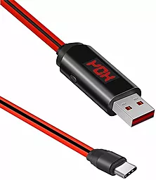 Кабель USB Hoco U29 LED Displayed Timing USB Type-C Cable Red - миниатюра 2